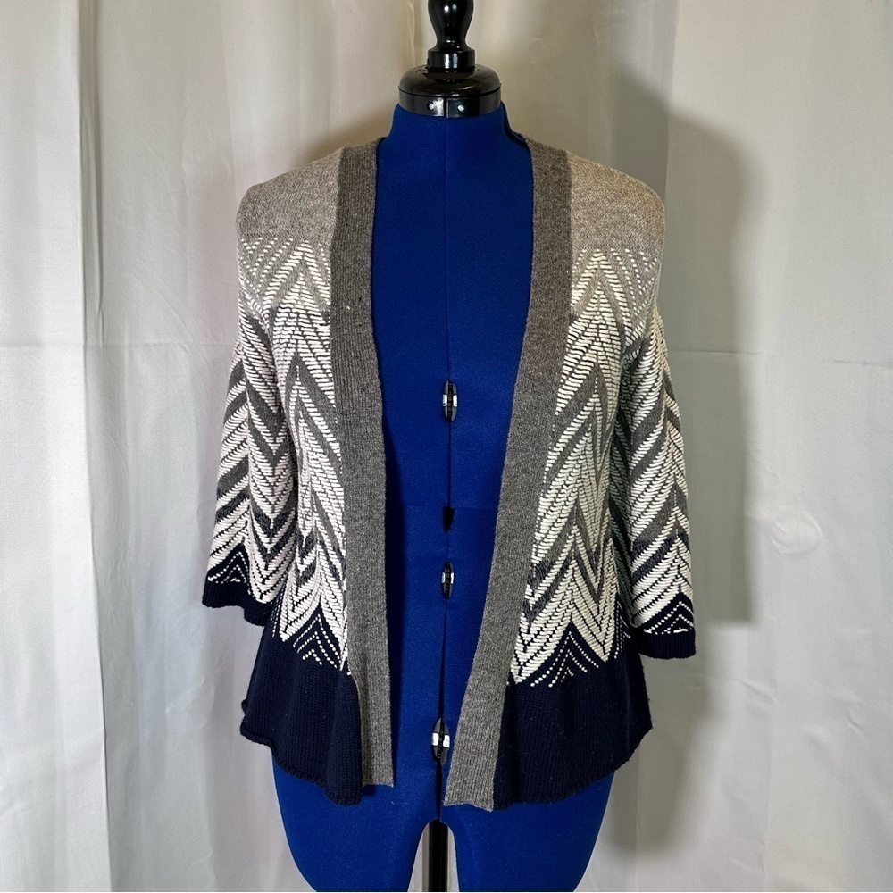 Moth by Anthropologie Chevron Patterned Gray and Navy Women's Cardigan